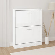 Scarpiera-Scaffale per scarpe Bianco Lucido 59x17x81 cm in Legno Multistrato