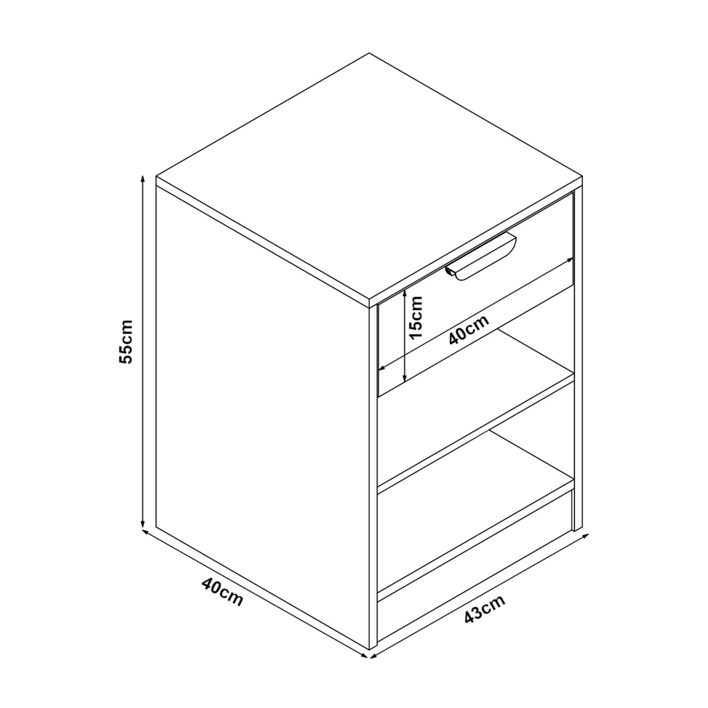 Comodino comodino cassettiera mobile contenitore 55 x 43 x 40 cm effetto rovere 03_0011031
