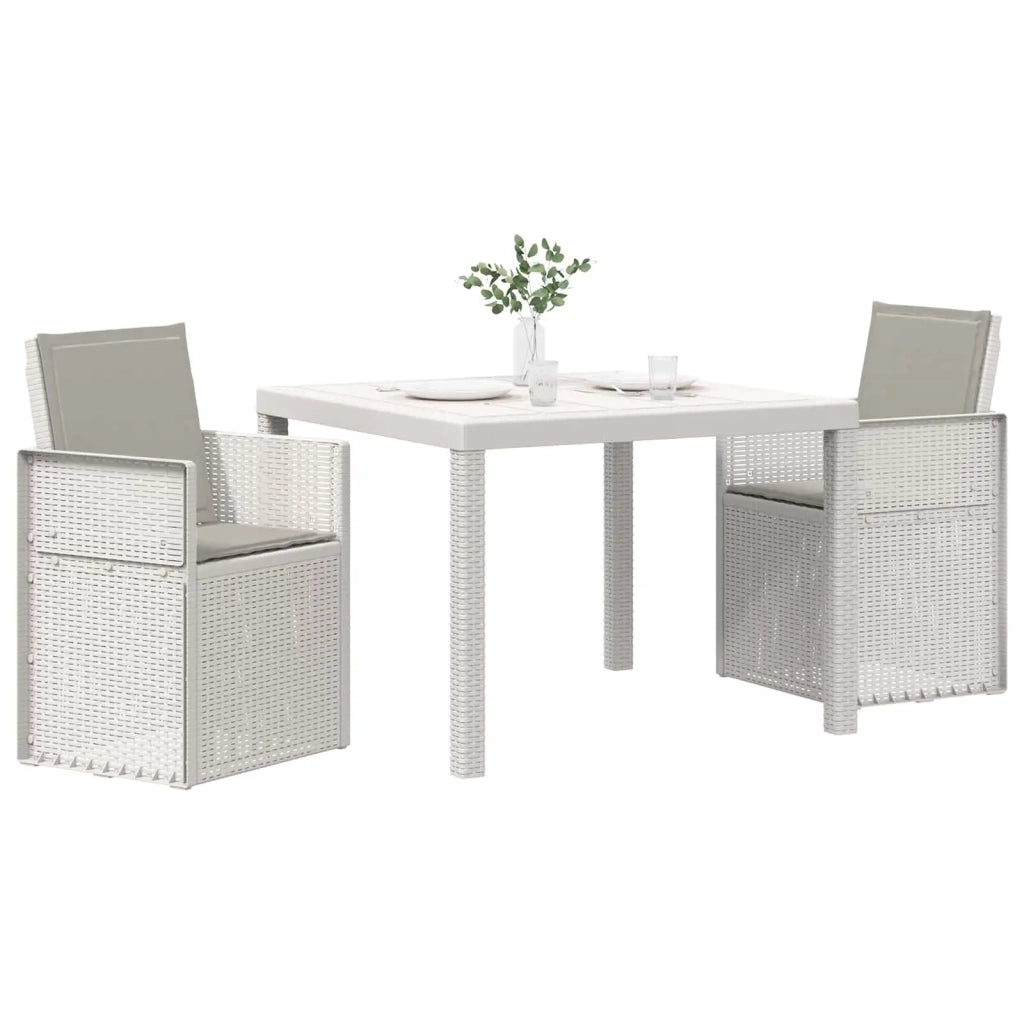 Set da Pranzo per Giardino 3 pcs Bianco e Grigio Chiaro PP 3430050