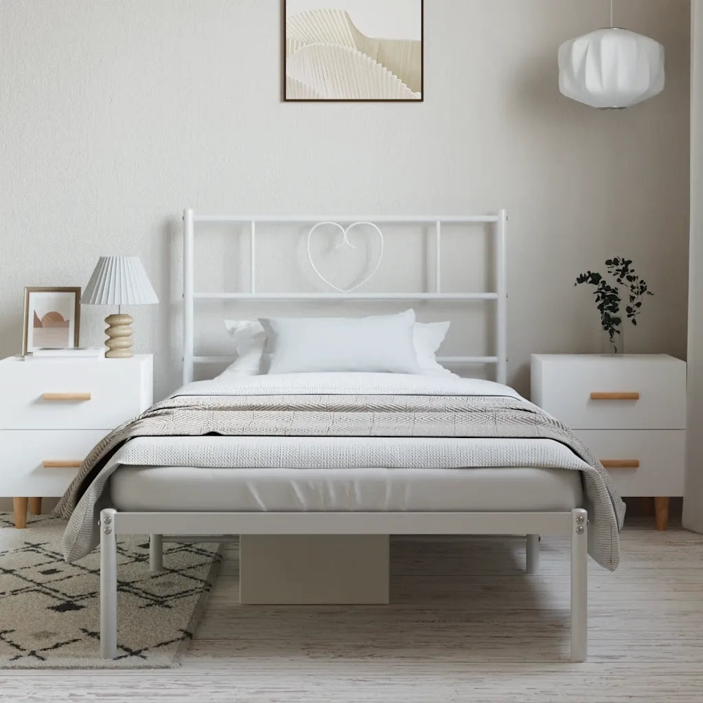Giroletto con Testiera Metallo Bianco 100x200 cm 355507