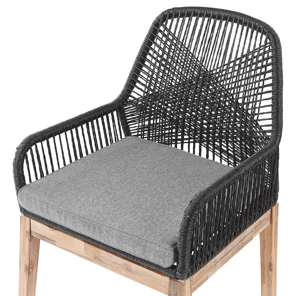Set da Esterno con Tavolo in Cemento Sintetico Nero e 6 Sedie in Vimini
