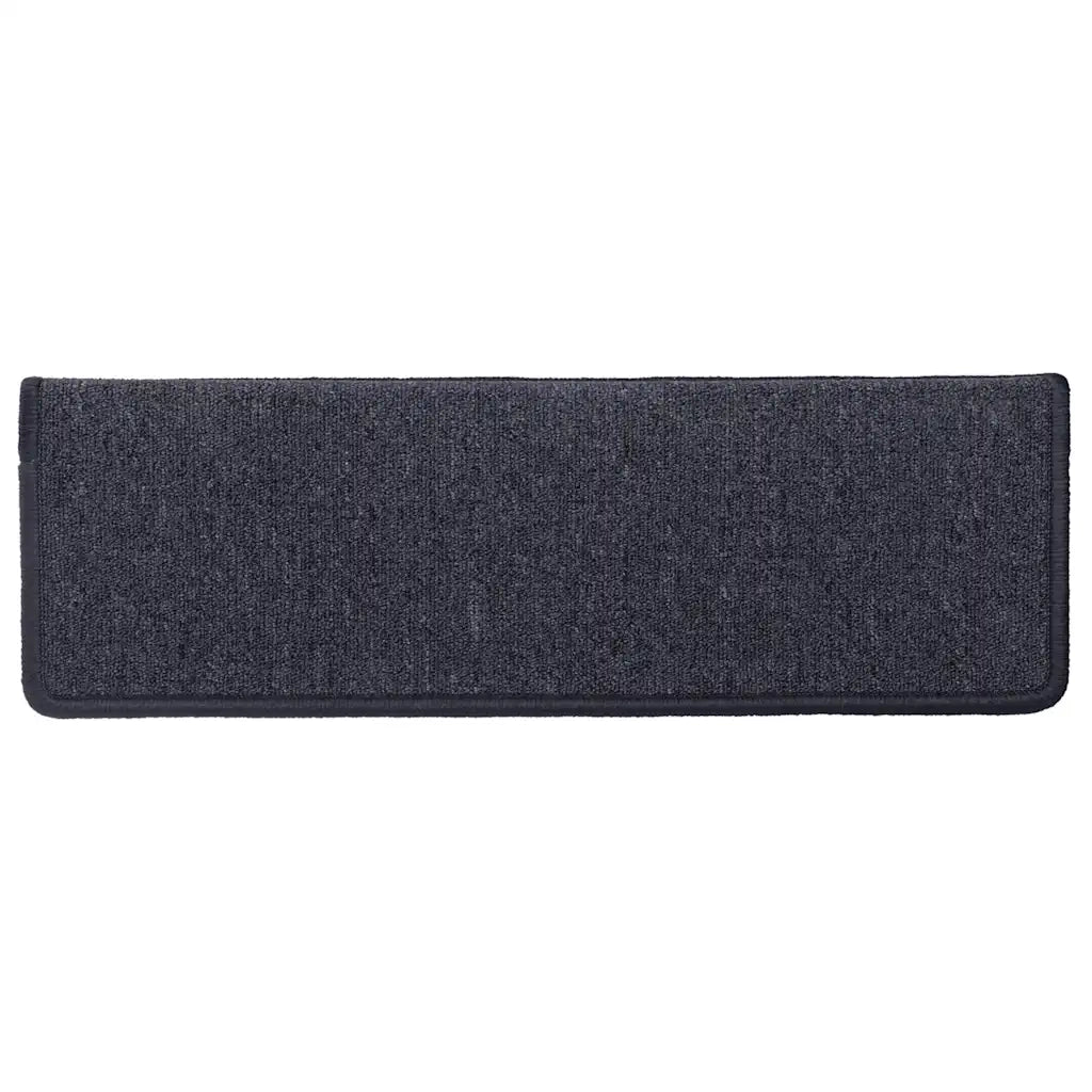 Tappetini per scale 30 pz 65x21x4 cm Grigio scuro e blu con bordo rettangolare