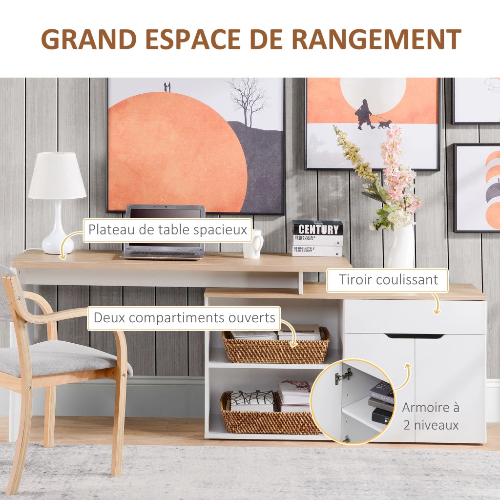 Scrivania Multimediale con Cassetti e Ripiani ¨C Zephmum ¨C Legno Rovere 90x50x75
