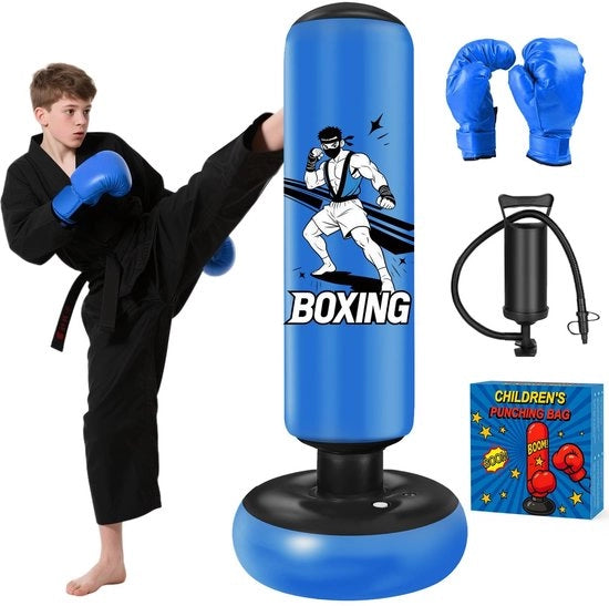 Borsa di Pugilato Libera Stante 168 cm - Pugilato Stabile con Guantoni - Professionale e Duraturo - Ideale per Bambini da 3 a 14 Anni