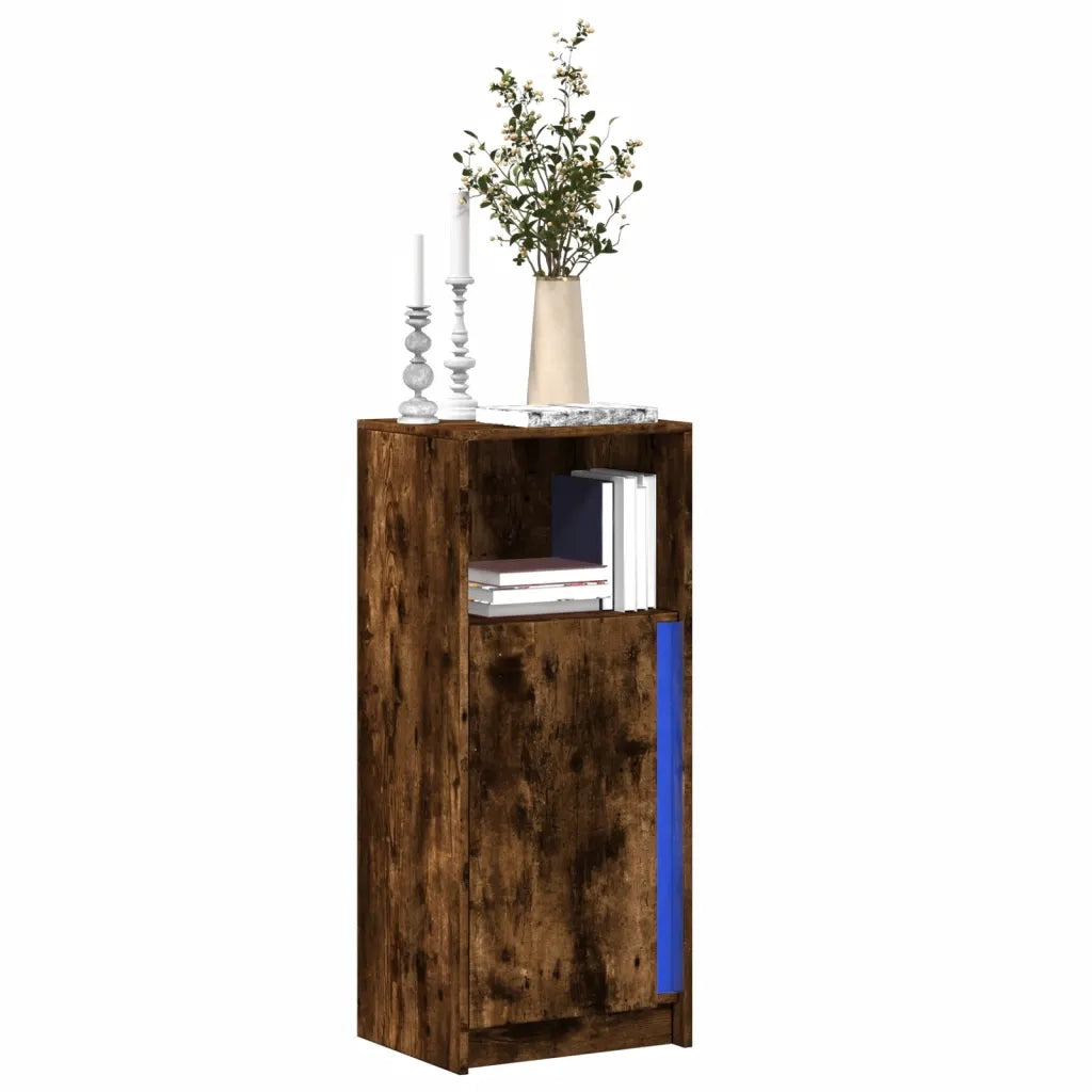 Credenza | Madia | Buffet da pranzo | Armadio da pranzo con LED Rovere Fumo 42,5x34x100cm in Legno Multistrato