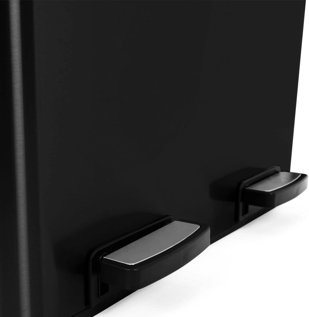 Bidone da cucina a selezione selettiva 2 x 30L nero 2 secchi estraibili e pedali in metallo