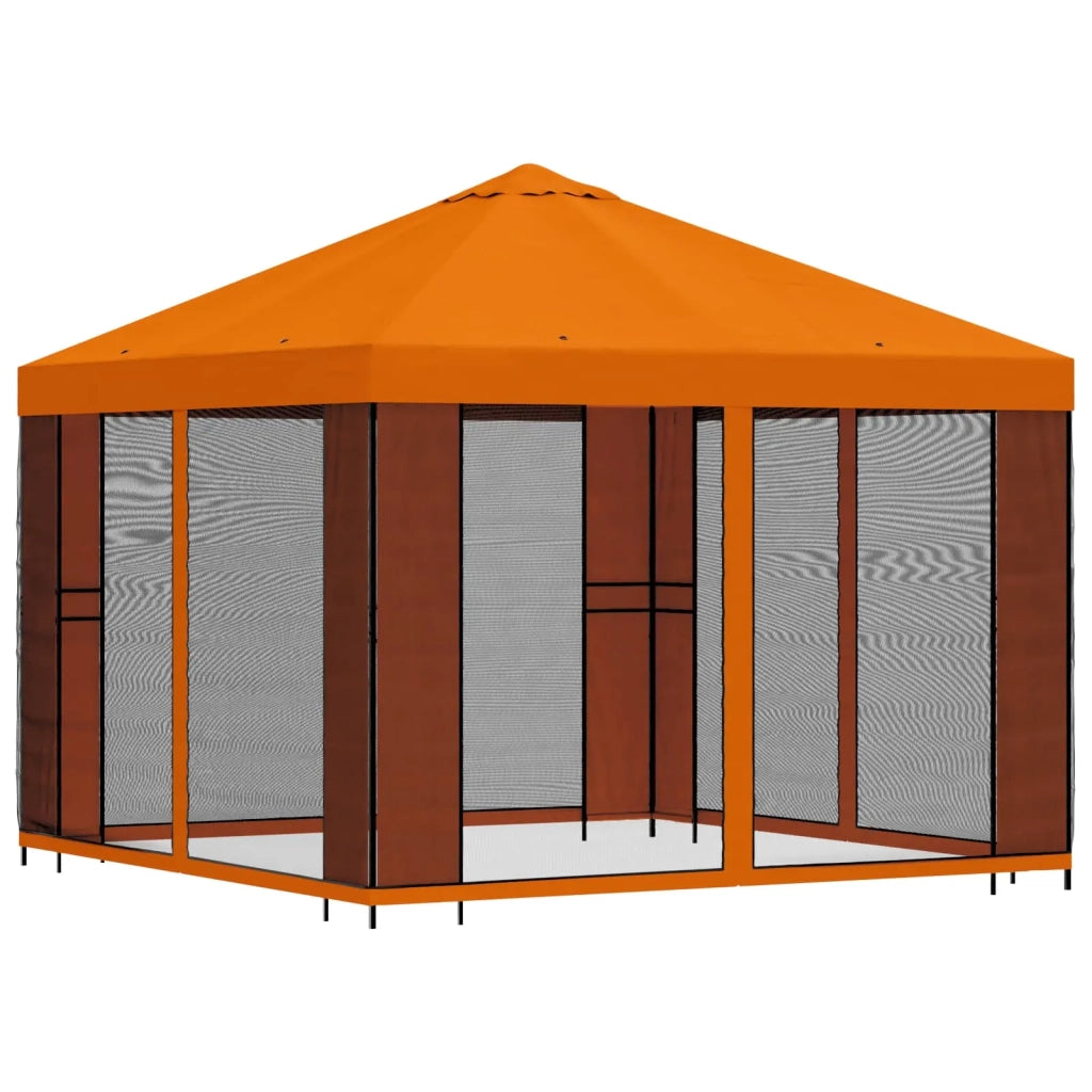 Gazebo da giardino con pareti laterali 3 x 3 m Arancione 900369