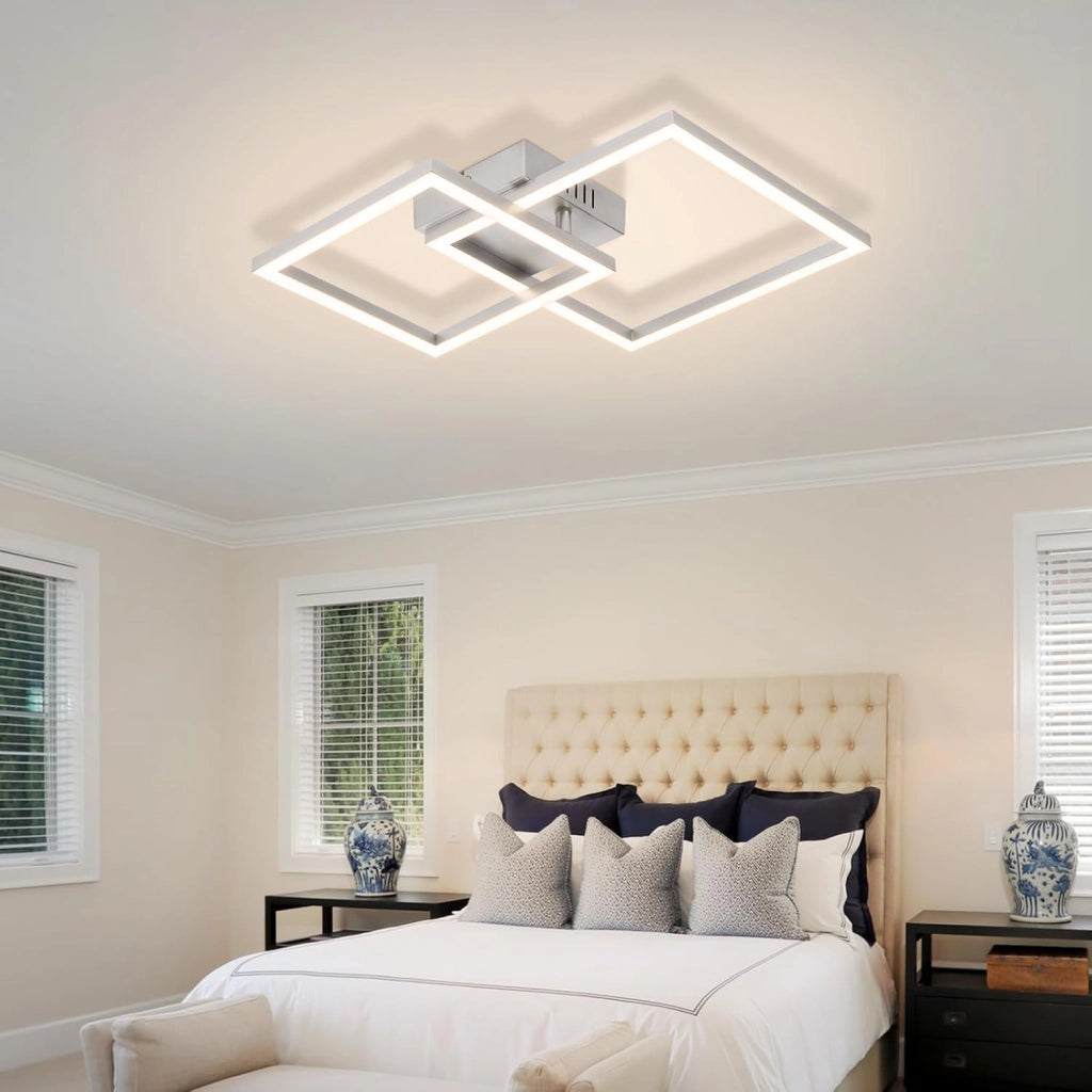 ZMH Plafoniera LED argento 20W 4000K moderna plafoniera quadrata per soggiorno camera da letto corridoio o ufficio