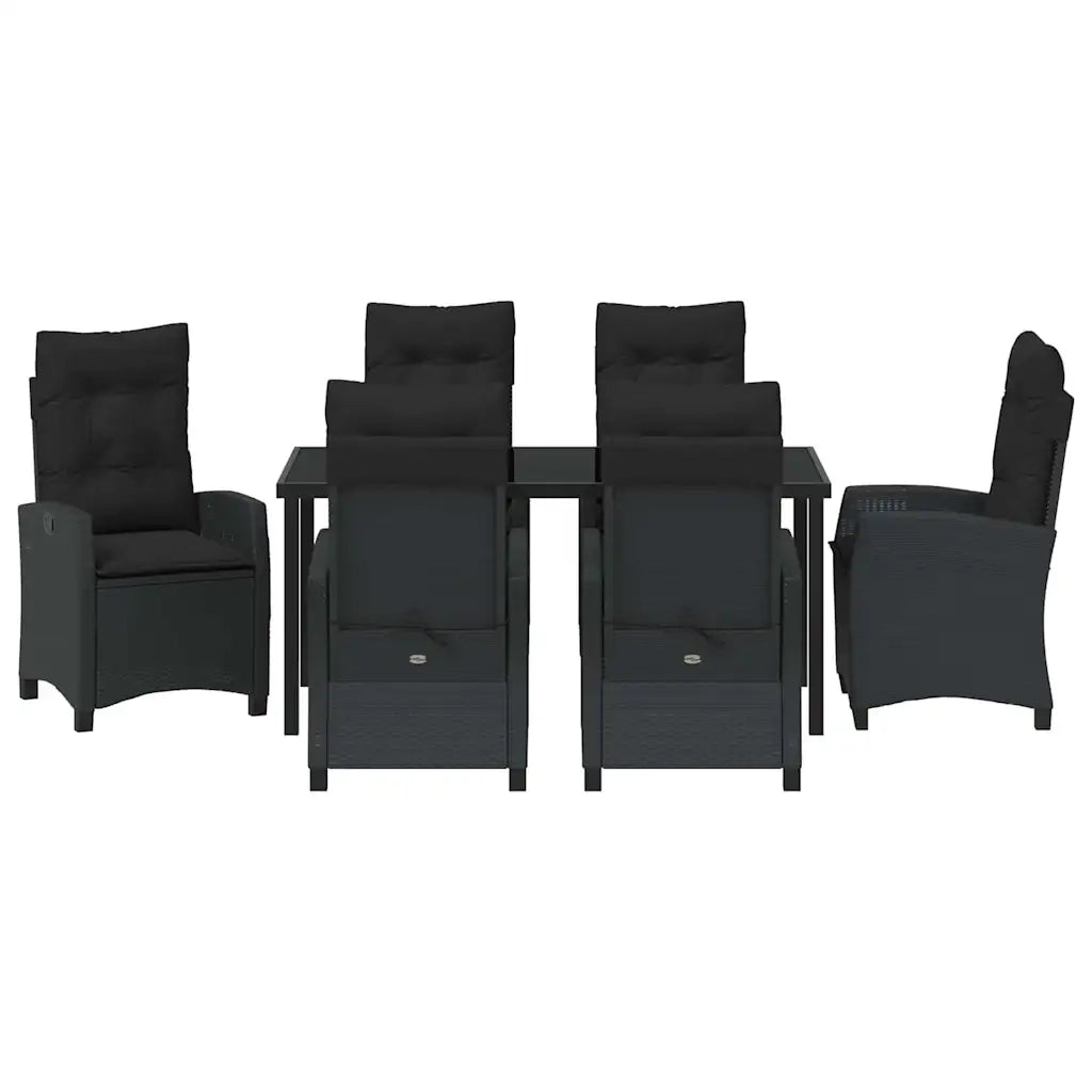 Set da Pranzo per Giardino con cuscino 7 pcs Nero polyrattan 3380376