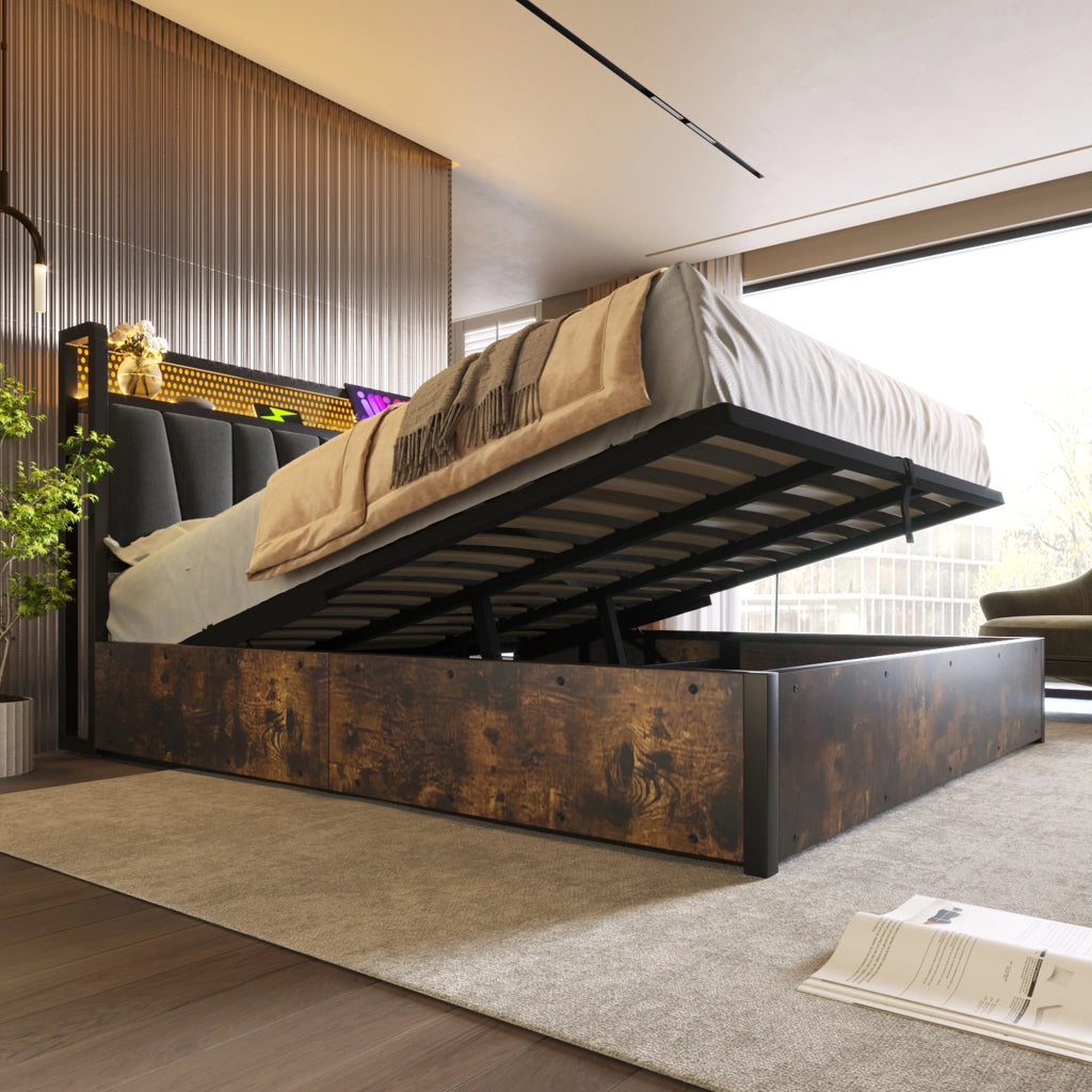 letto in lino grigio 180x200 cm
