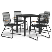 Set da Pranzo da Giardino 5 pz | Set Salotto da Giardino Nero in Rattan PVC