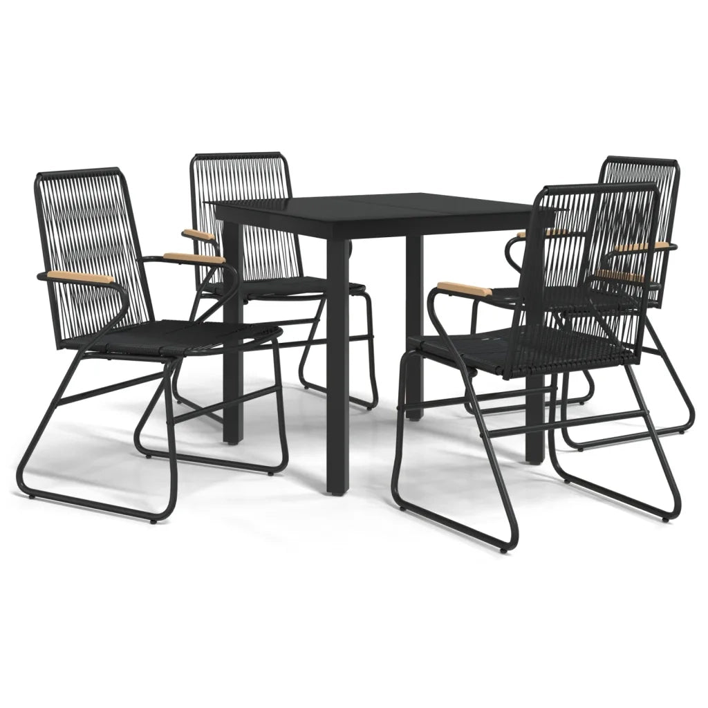 Set da Pranzo da Giardino 5 pz | Set Salotto da Giardino Nero in Rattan PVC