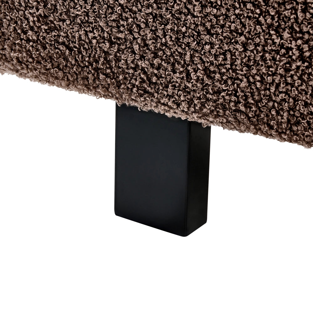 Letto matrimoniale imbottito bouclé marrone 160 x 200 cm con rete e testata