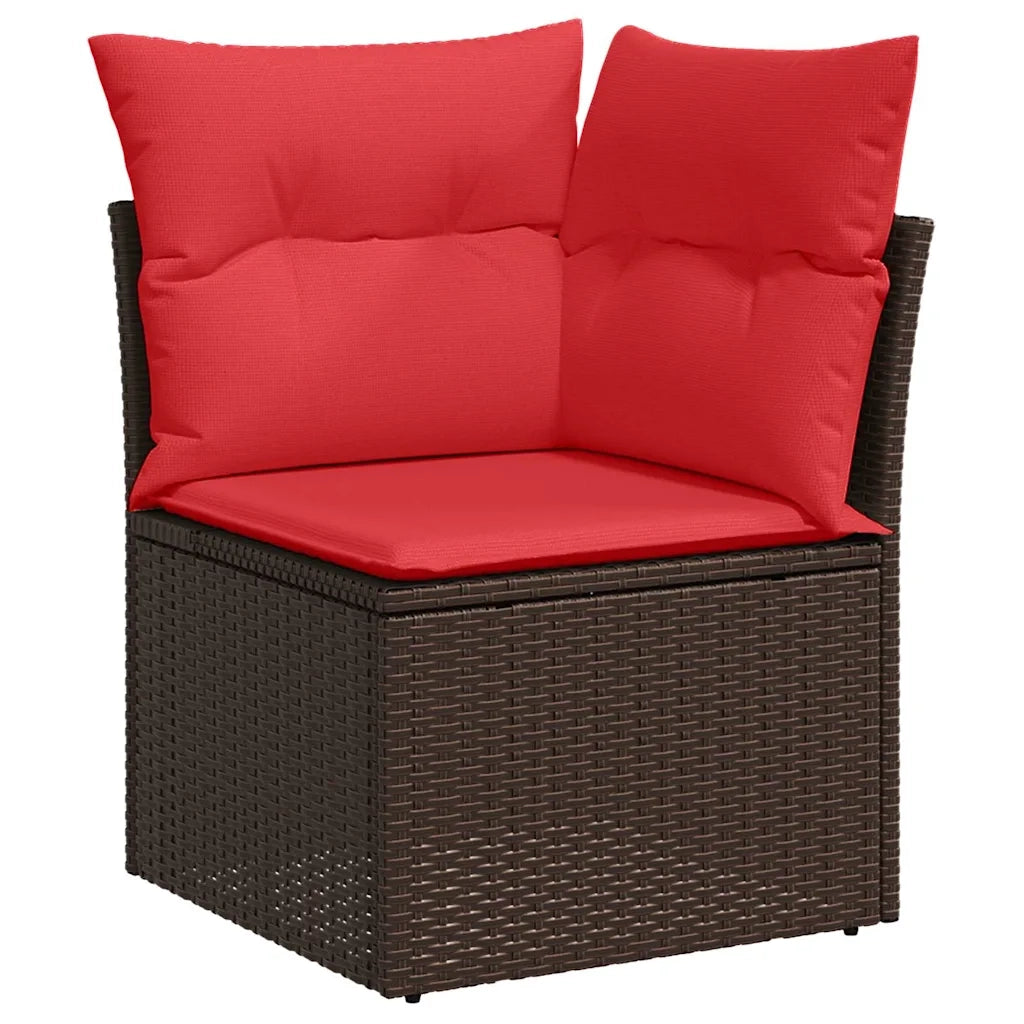 Set Divano da Giardino 7 pz Marrone e Rosso polyrattan 3357957