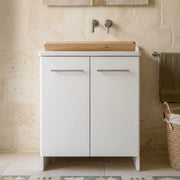 Lavatoio 60X60 2 ante con mobile in nobilitato idrofugo W100 e cesto estraibile - Bianco