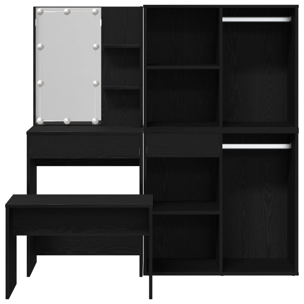 Set da toeletta  con LED in Rovere Nero e Legno Ingegnerizzato