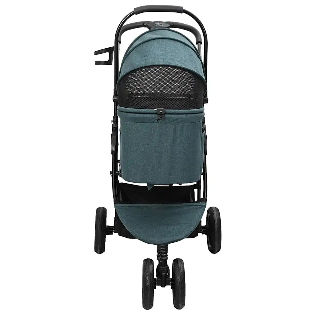 vidaXL Passeggino pieghevole per animali Verde 78 x 54 x 101 cm