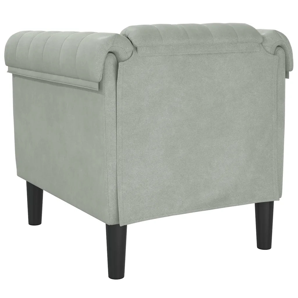 Poltrona-Divano Sedia-Poltroncina Grigio Chiaro in Velluto