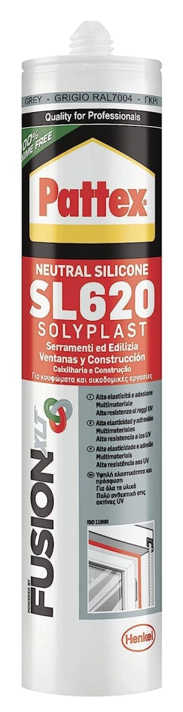 Pattex Silicone Sl 620 Neutro Colorato 300 ml Grigio RAL 7004 2 Pezzi