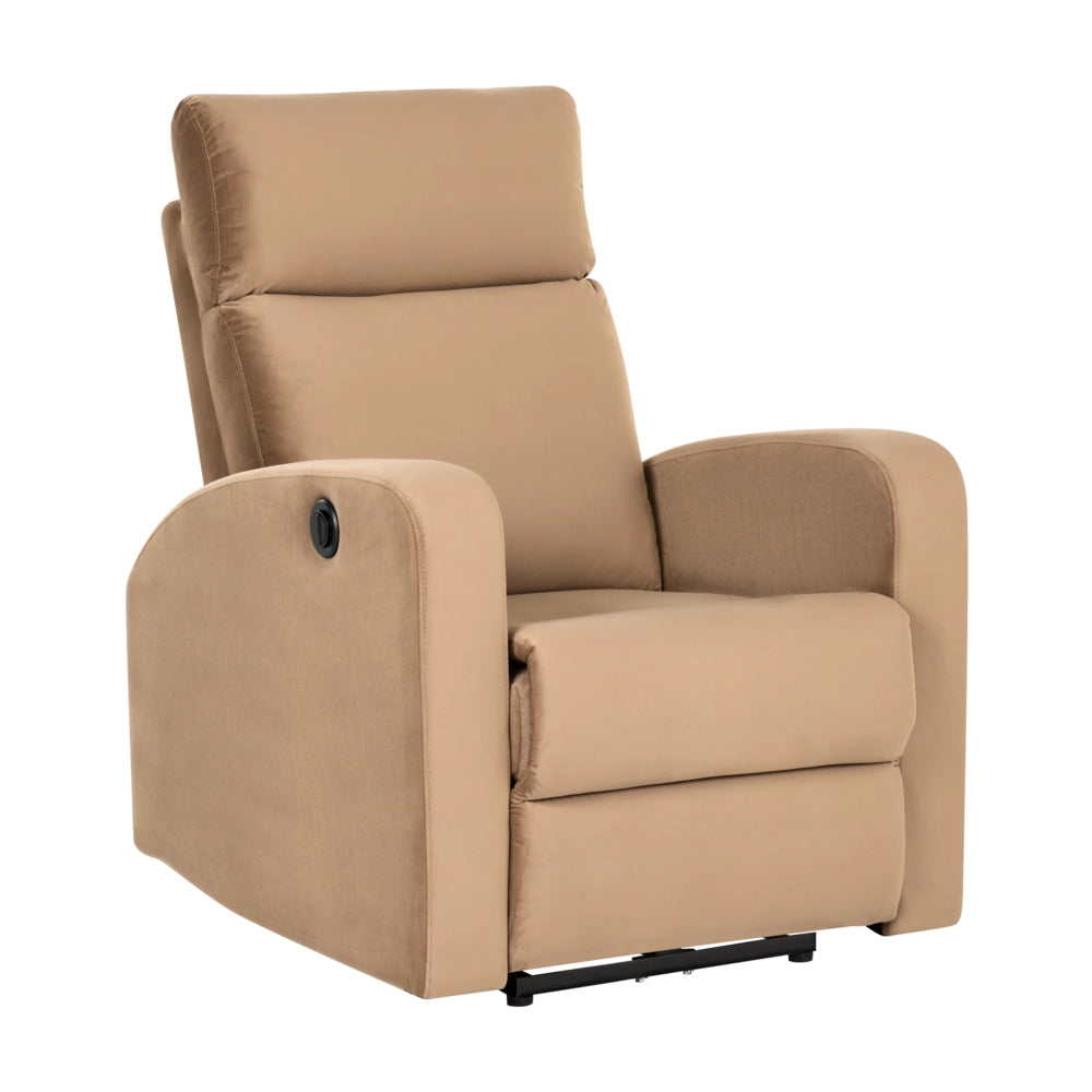 Set divano reclinabile elettrico a 2 posti rivestito in velluto marrone chiaro, poltrona e divano, design moderno, funzione relax