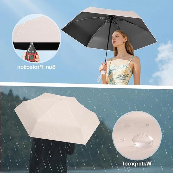 Paraplu Mini Portatile - Compatto e Leggero per Pioggia e Sole, Ideale per Viaggi e Protezione contro i Raggi UV