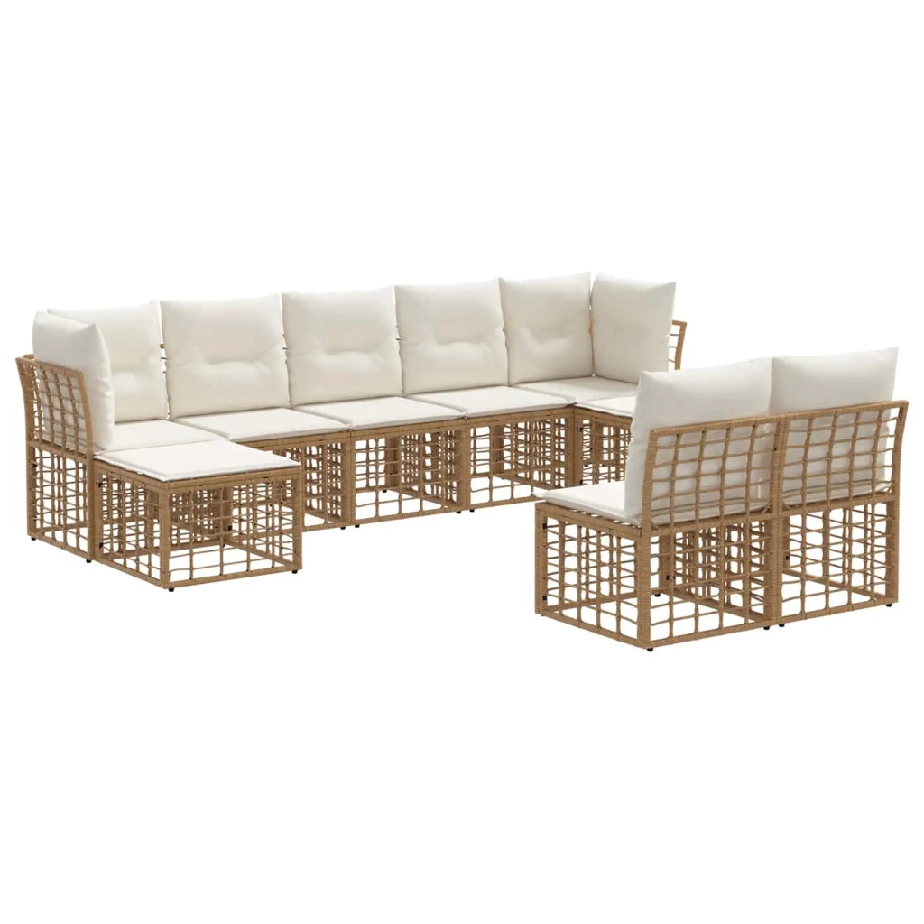 Set di divani da esterno Naturale e Bianco Crema Poliestere