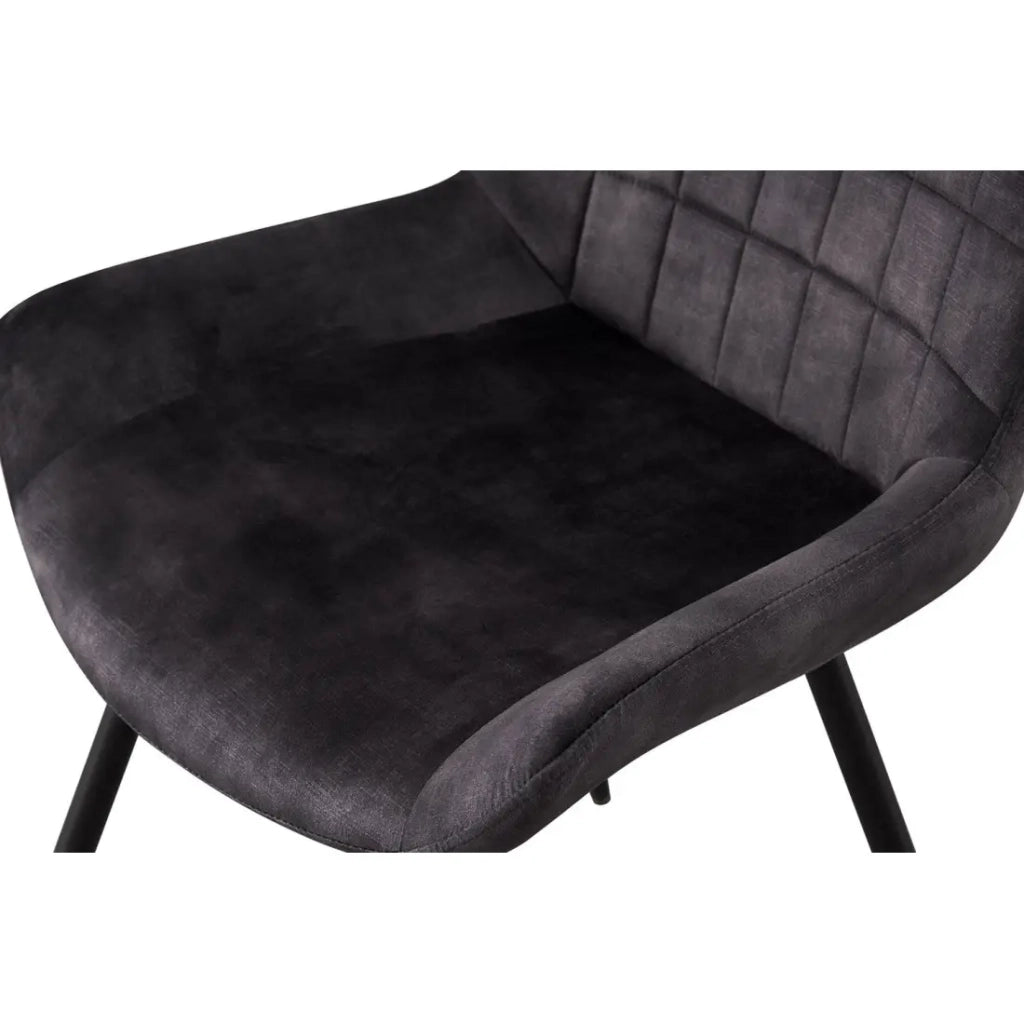 Sedia NINO – Velluto grigio e gambe in metallo nero – H84 × L56 × P62.5 cm