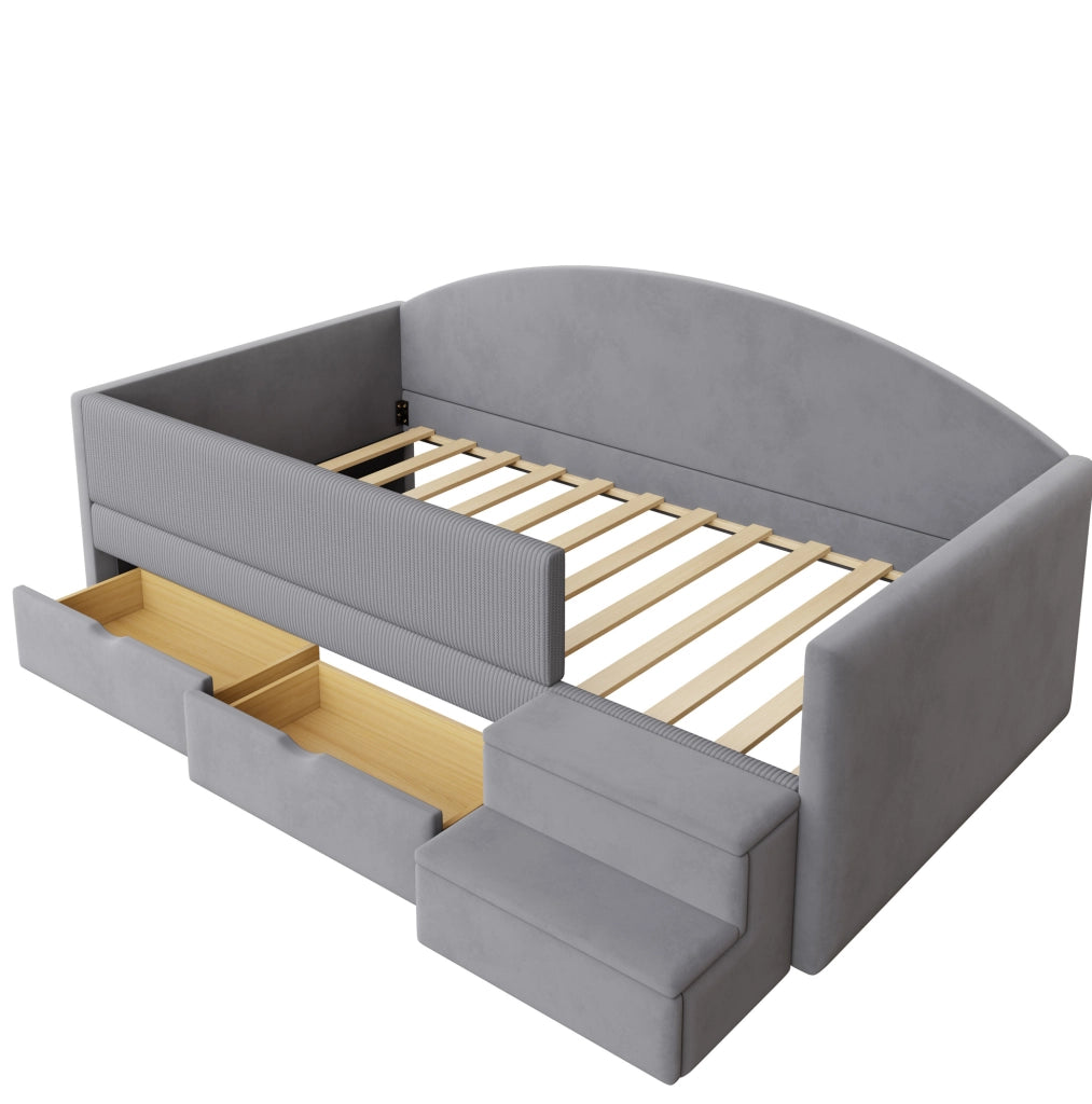 Letto imbottito per bambini 90x190 cm con cassetti