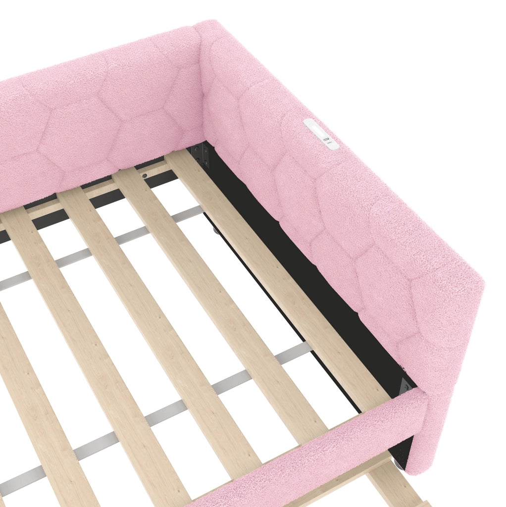Letto singolo 90x200 cm con letto estraibile, lampada e porte USB