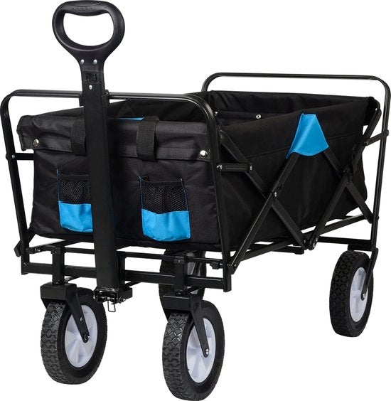 Carrello Opportuno Antracite e Turquesa - Carrello Opportuno Pieghevole - Peso Massimo 80 Kg - Capacità di 100 L - Carrello da Spiaggia - Carrello da Giardino - Rotazione 360 Gradi