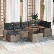 Set Divano da Giardino a 8 Pezzi con Cuscini Grigio Polyrattan