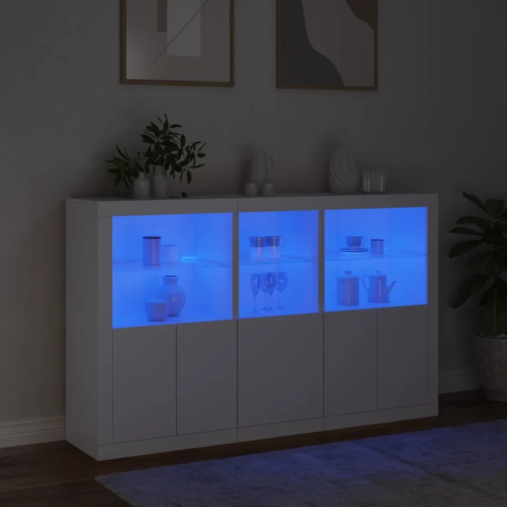 Credenza con Luci LED-Buffet-Armadio da cucina Bianca 162x37x100 cm 450140