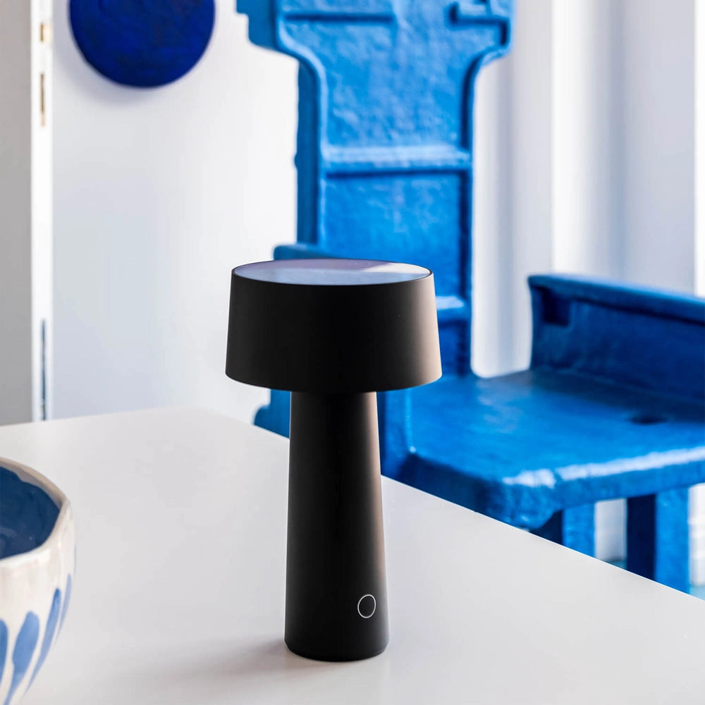 LAMPADA DA TAVOLO WIRELESS MUSH A BATTERIA NERA LED 3W 3000°K  200lm