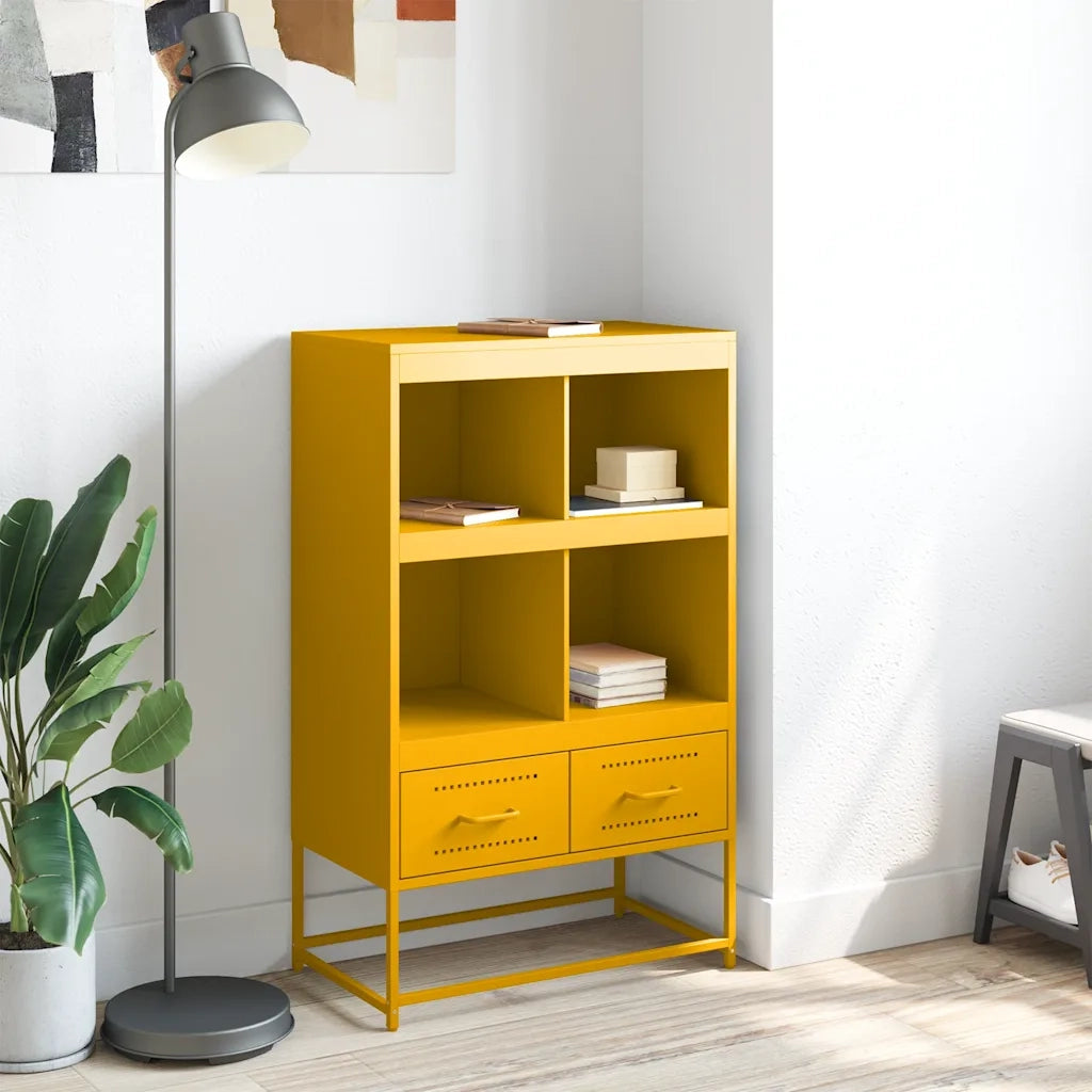 Credenza | Madia | Buffet da pranzo | Armadio da pranzo Giallo Senape 68x39x111,5 cm in Acciaio