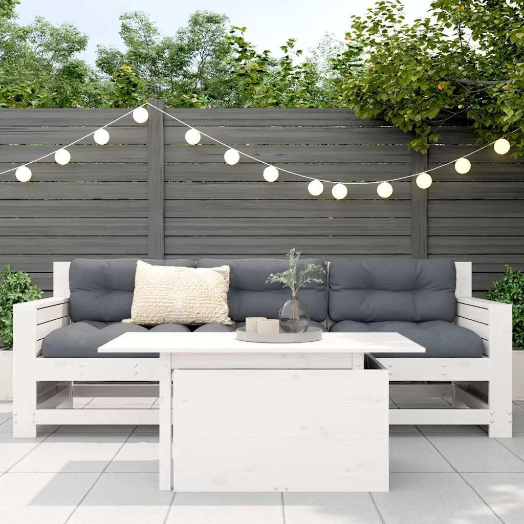 Tavolino da Giardino-Tavolo da Esterno Bianco 100x50x75cm in Legno Massello di Pino
