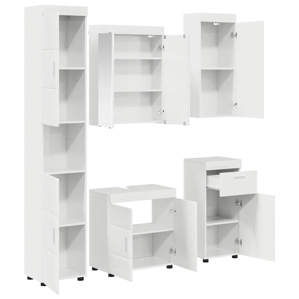 Set di mobili per il bagno TULUM 5 pcs Bianco Lucido 3398058