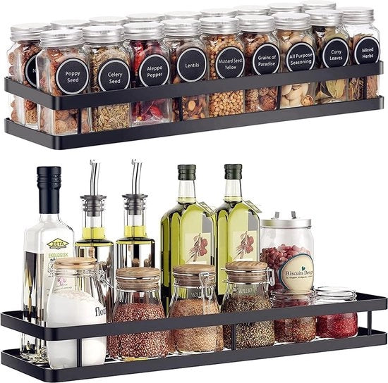 Organizzatore per spezie, Kit di organizzazione per la cucina, Raccoglitore per spezie da appendere, Set da 2 pezzi