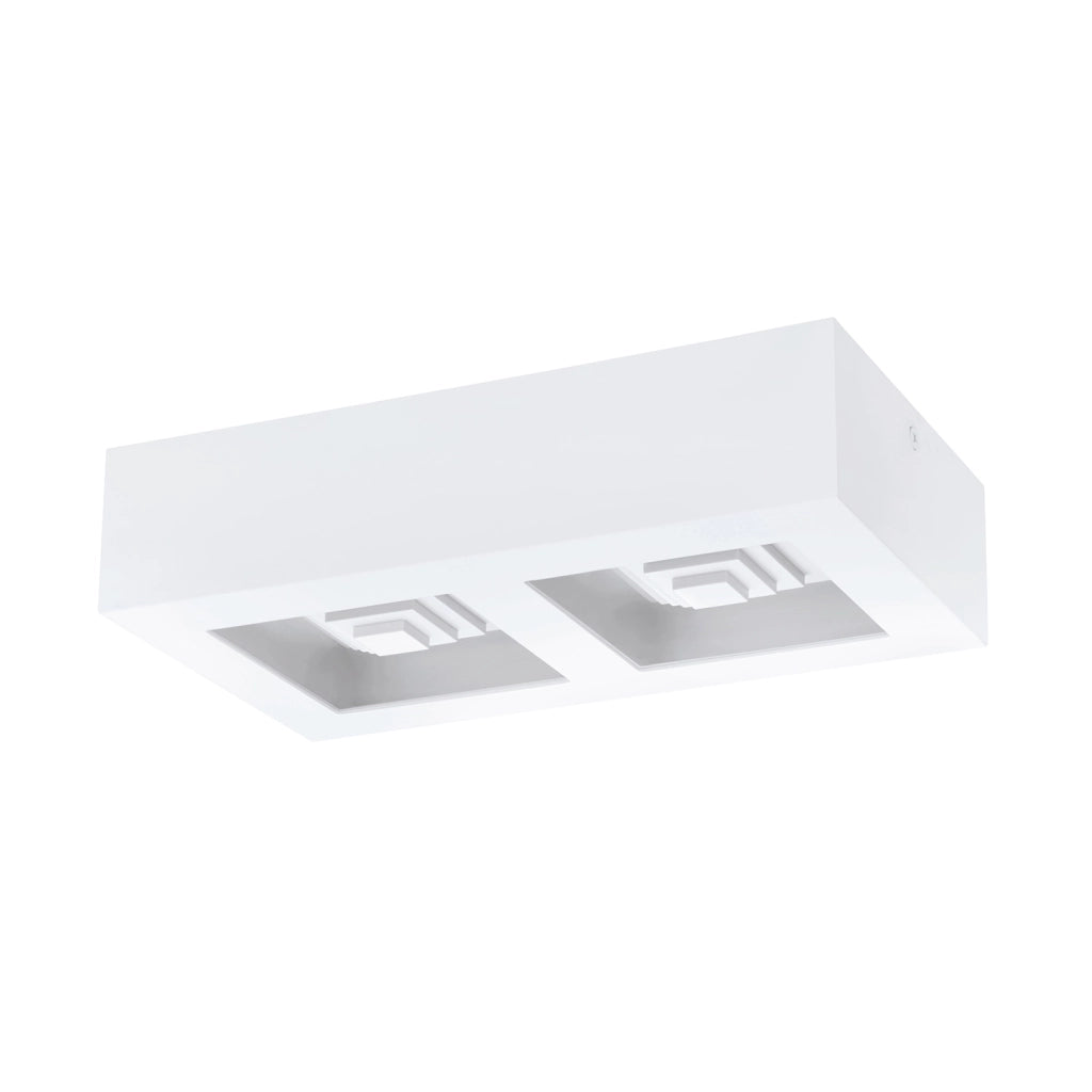 Plafoniera Moderna Ferreros Acciaio Bianco 2 Luci Led Integrato 6,3W