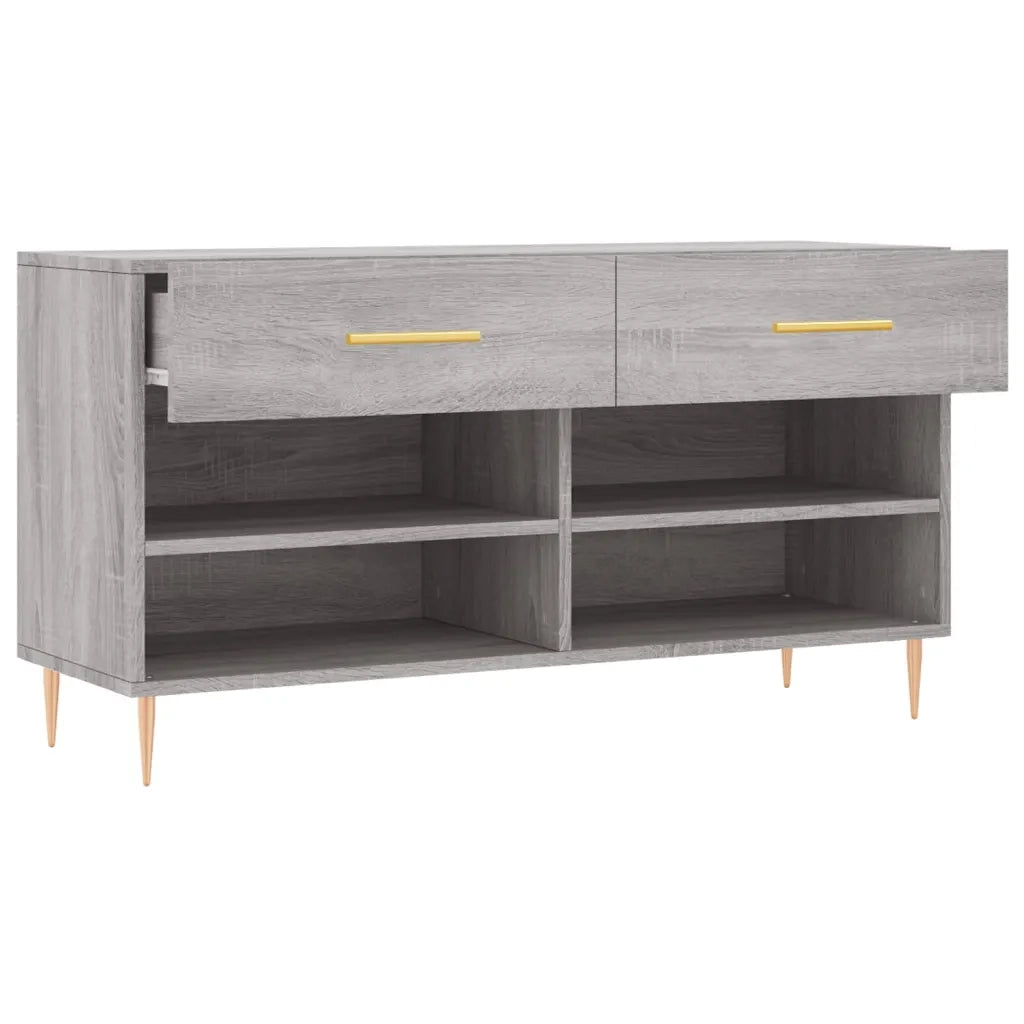 Panca Porta Scarpe | Scarpiera | Mobile per scarpe Grigio Sonoma 102x35x55 cm Legno Multistrato