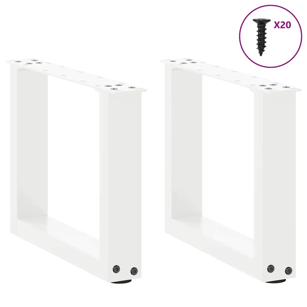 Set di 2 gambe robuste per tavolino da caffè a forma di U 40 x 30 cm con piedini regolabili design moderno acciaio bianco 02_0057373