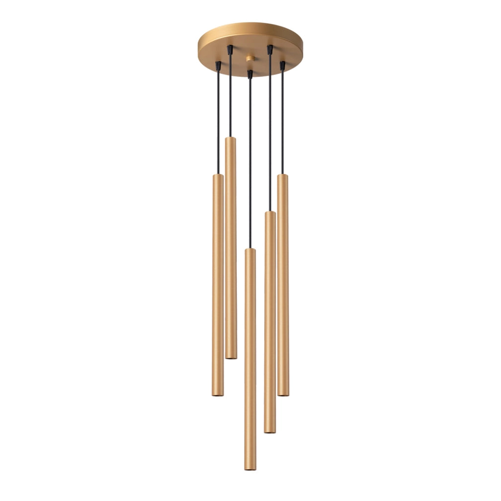 Lampada da soffitto in acciaio dorato a 5 luci verde oceano PATELO, design moderno