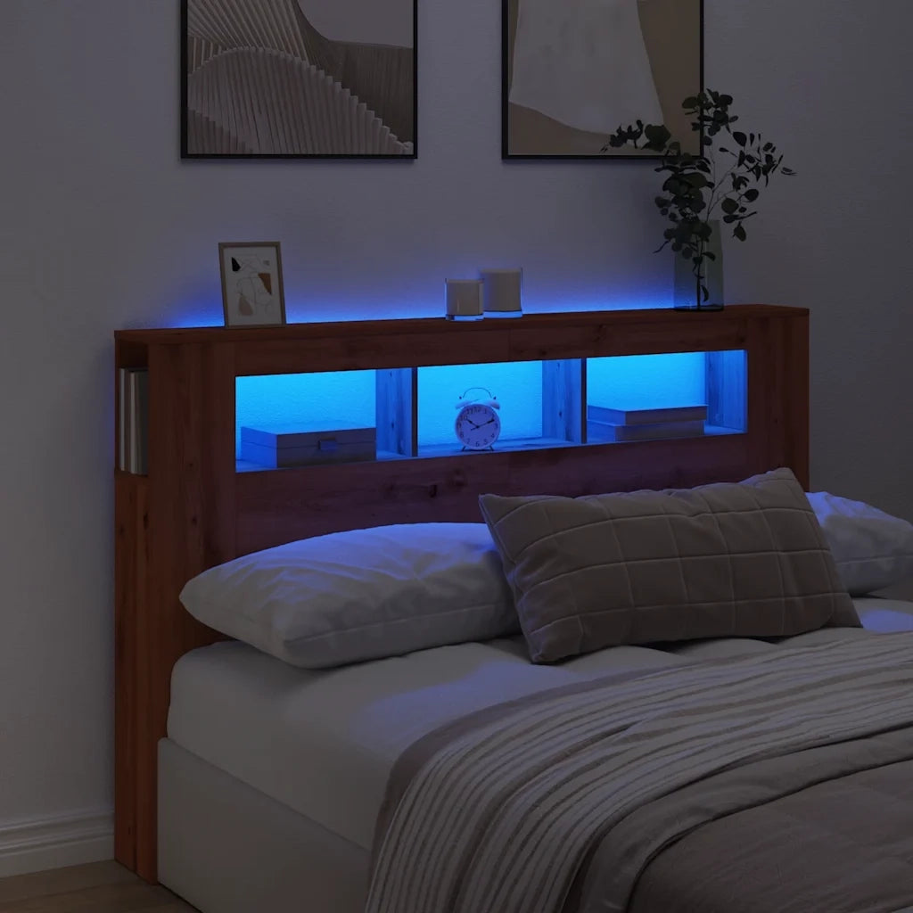Testiera LED Rovere Artigianale 160x18,5x103,5 cm Multistrato