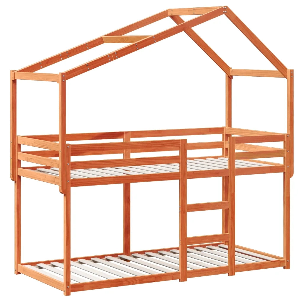 Letto singolo | Letto per adulti | Letto a Castello con Tetto Cera 90x200 cm Legno Massello Pino