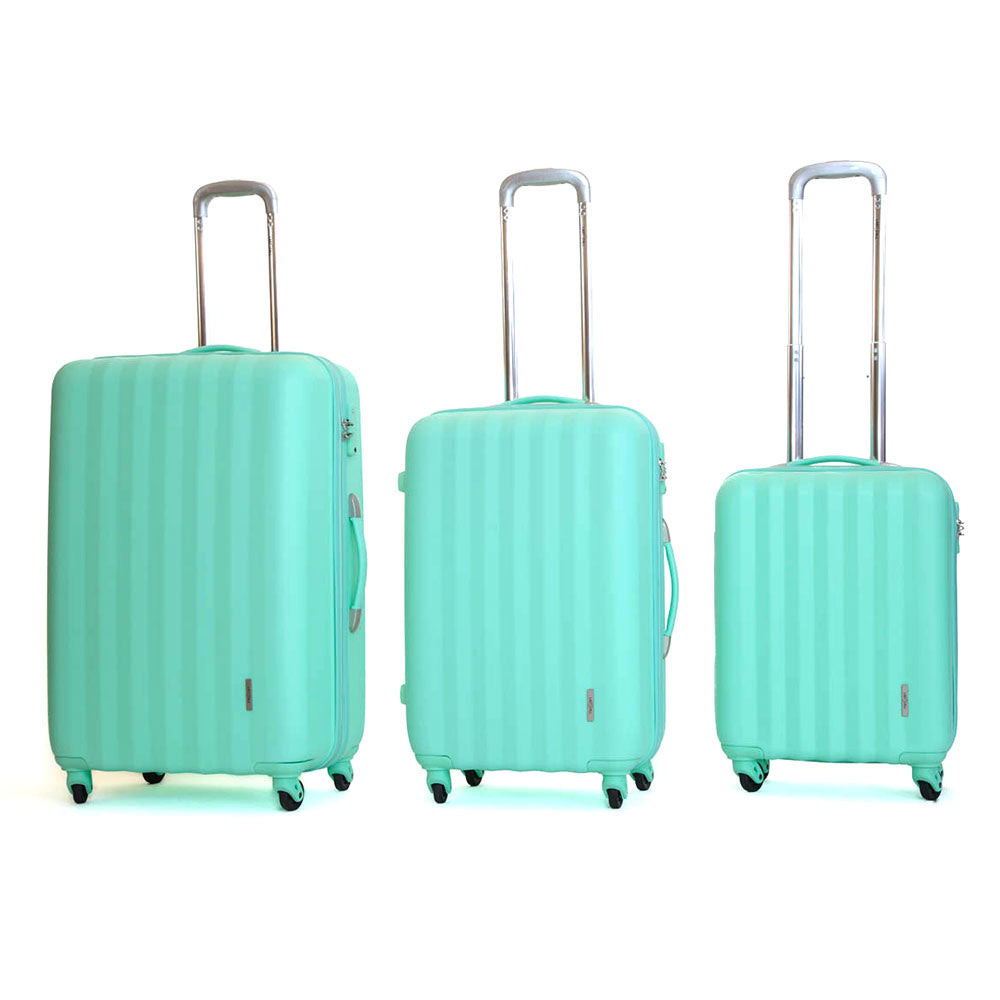 Set 3 Valigie Trolley Rigide in ABS 4 Ruote TSA Ravizzoni Icon Verde Acqua