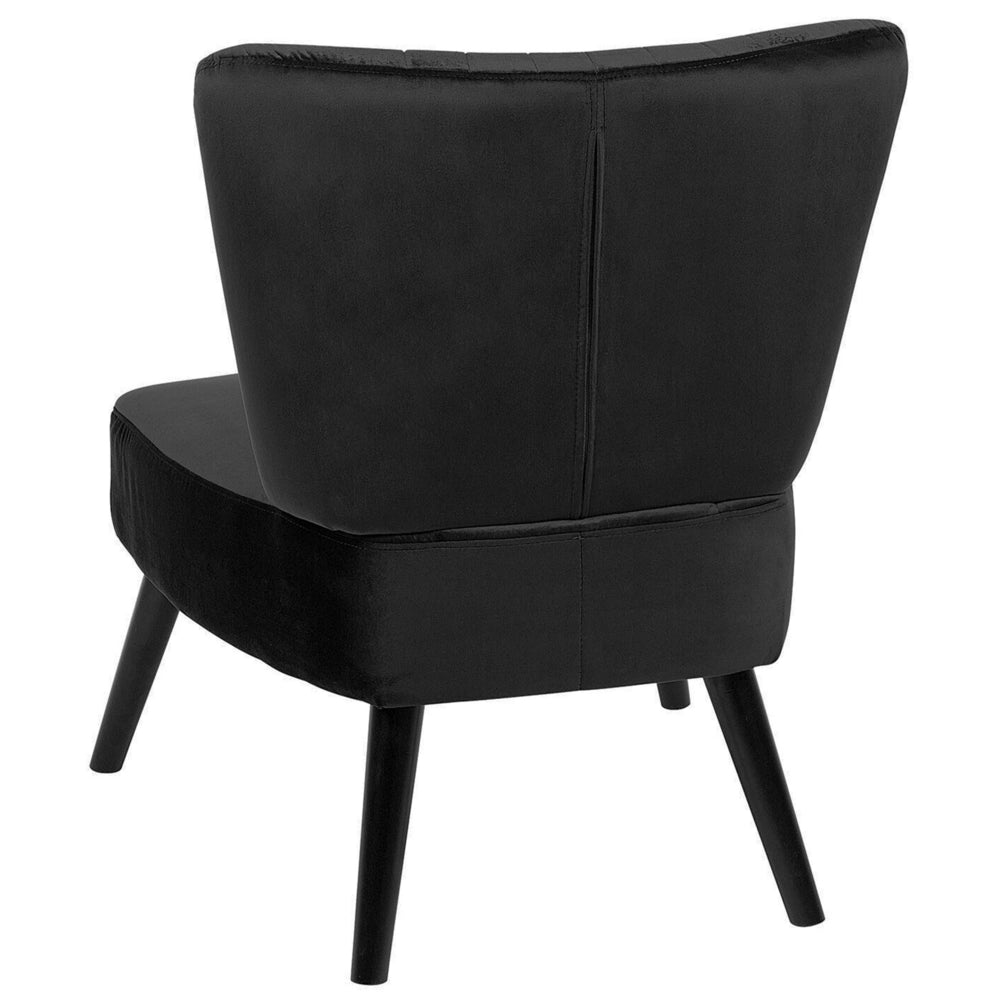 Poltrona in velluto Nero senza braccioli con sedia senza braccioli con trapuntatura verticale gambe in legno