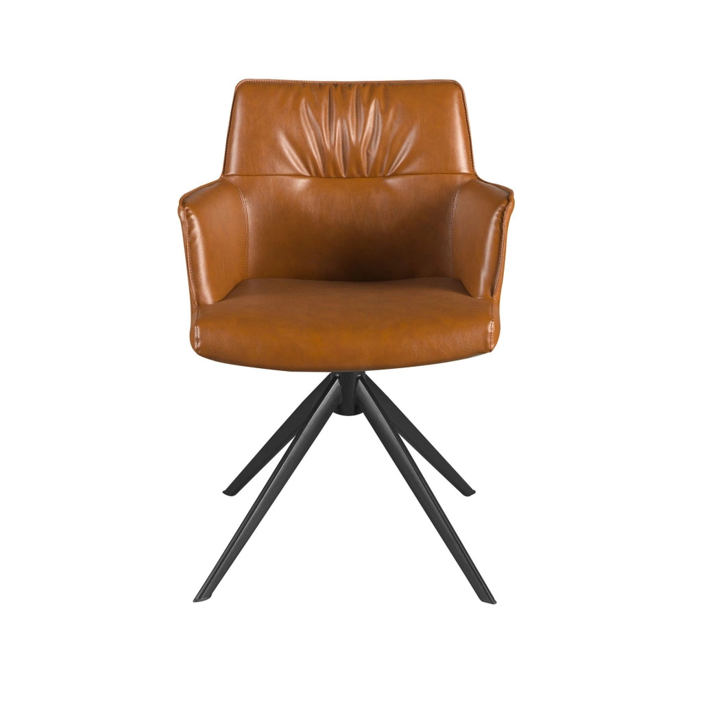 Sedia girevole in similpelle marrone cognac