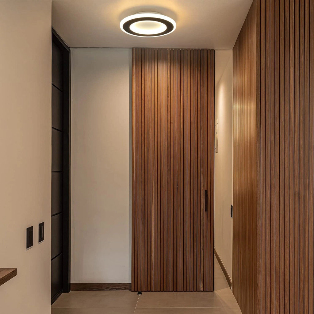 ZMH Lampada da soffitto a LED in bianco e nero da 24 cm per soggiorno e corridoio
