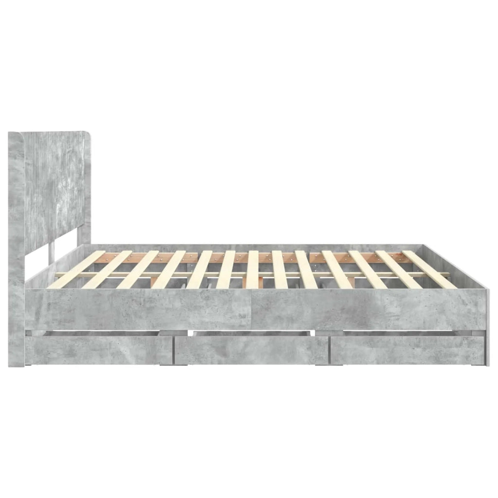 Struttura del letto con stoccaggio e testata Grigio Cemento 3413920