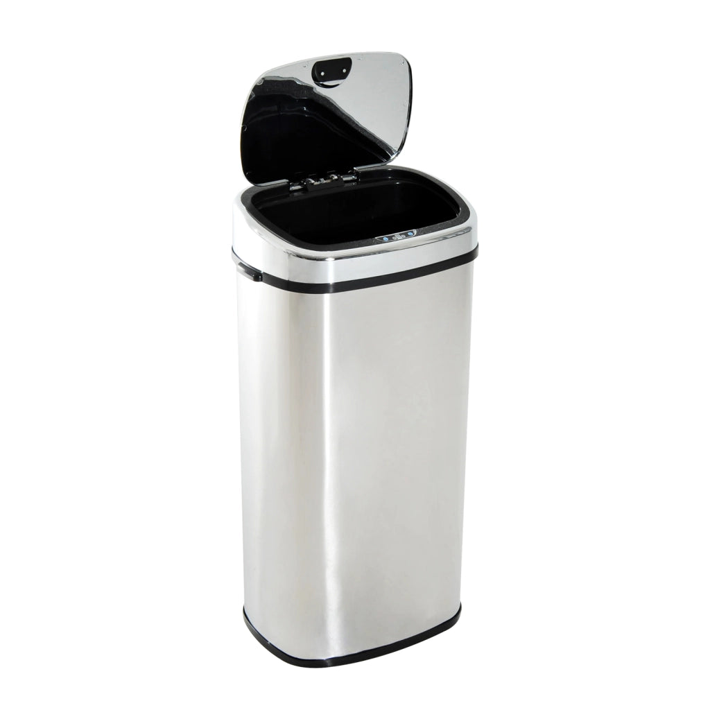 Cestino per Rifiuti 68L con Apertura Automatica e Manuale ¨C Zephmum ¨C 40,5x29,5x78 cm Argento