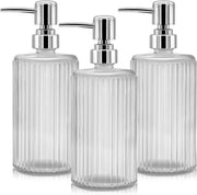 Set di 3 Dispensatori di Sapone - Dispensatore di Sapone per Mano - Adatto per Cucina e Bagno - 3 pezzi - Translucido - Vetro - 17 oz